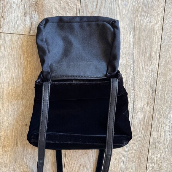 Vintage Nine West Black Velvet Double Shoulder Strap Square Whimsigoth Purse - Picture 7 of 13